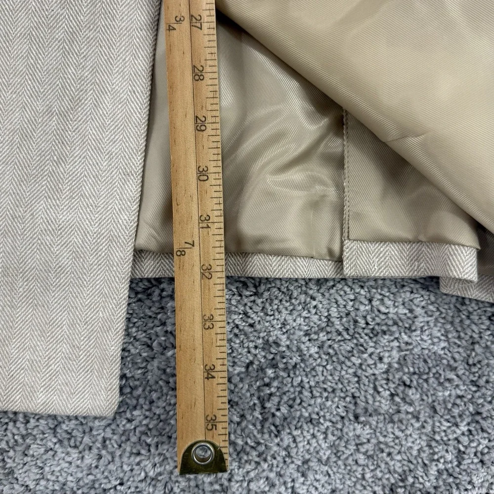 Stafford Linen Blazer Men's 48L Beige Classic Fit Double Breasted Dual Vent